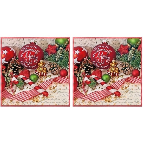 Ambiente Kerstservetten - 40x - gedecoreerd - rood - 33 x 33 cm - 3 laags -