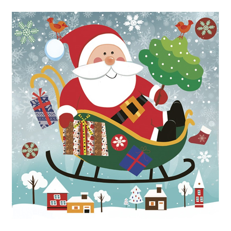 Daisy kerst thema servetten - 60x st - 33 x 33 cm - kerstman cartoon - papier -