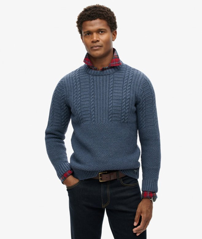 Superdry Jacob Kabeltrui Blue