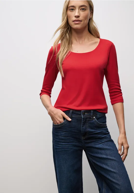 STREET ONE Shirt met 3/4 mouwen Style Pania in basic-stijl, met ronde hals