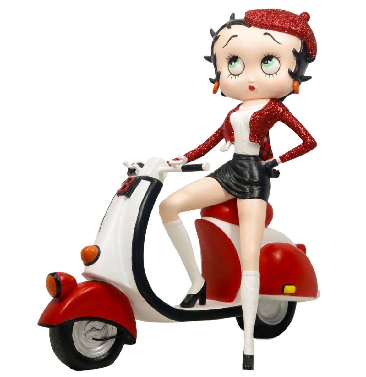Fiftiesstore Betty Boop Op Scooter (Rode Glitter) Beeld
