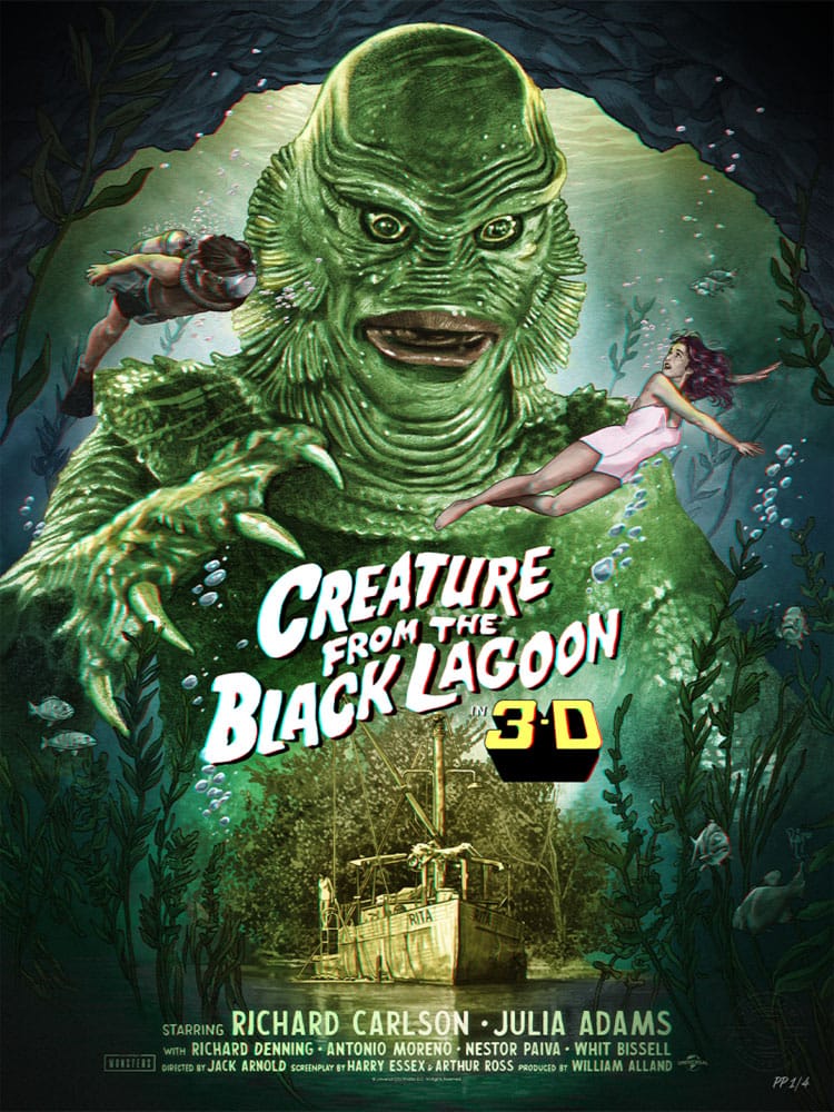 Sideshow Collectibles The Creature from the Black Lagoon Art Print Creature from the Black Lagoon (3D Variant) by Ruiz Burgos 61 x 46 cm - unframed