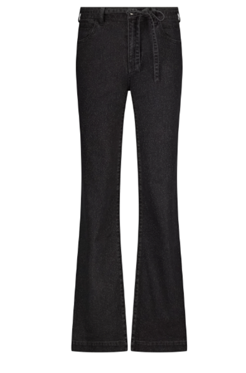 Tramontana Lurex Wide-Leg Denim Trousers | Black Denim