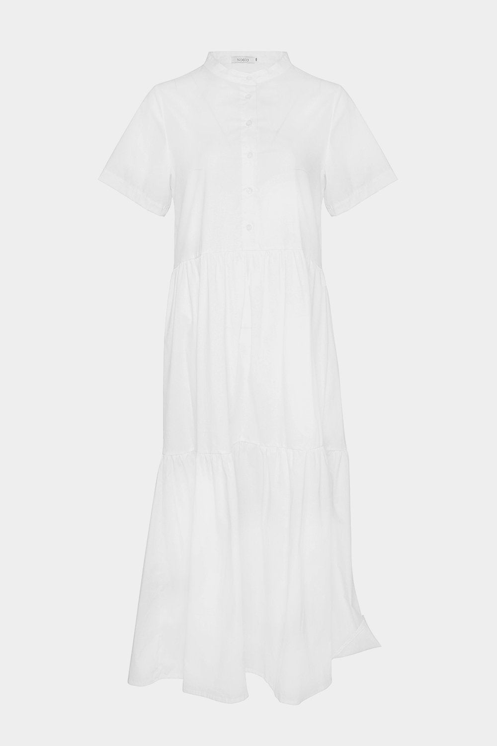 Noella Lipe Long Dress Short Sleeve Cotton White