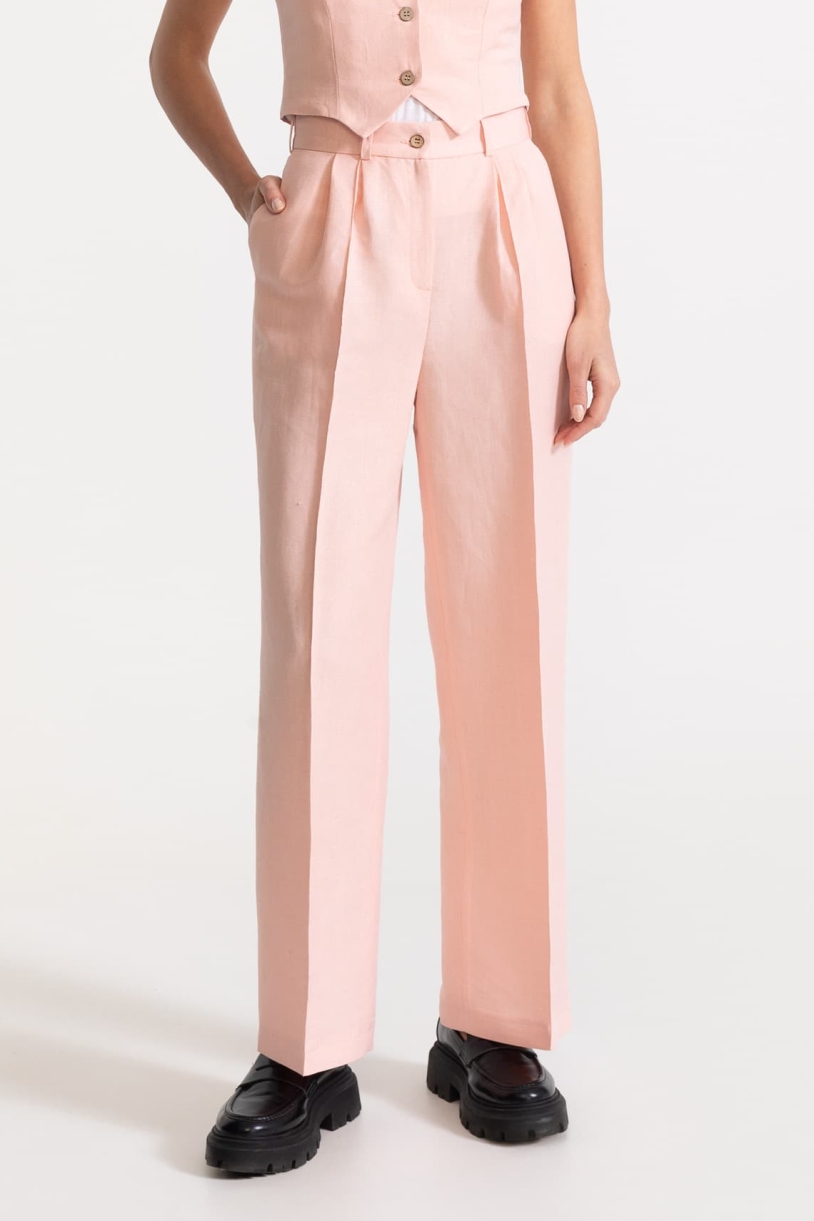 De IONESCU Damen vegan Hose Figa Leinen Rosa