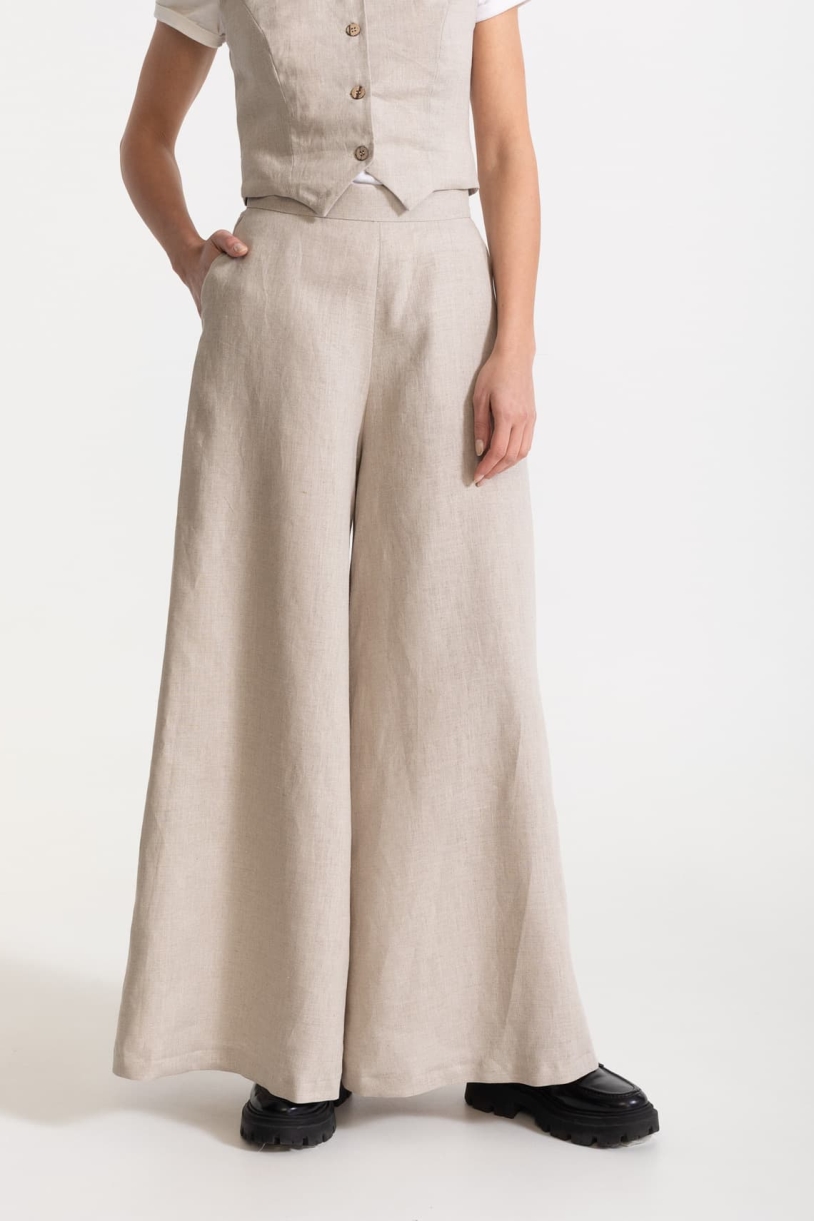 De IONESCU Damen vegan Hose Palazzo Leinen Beige