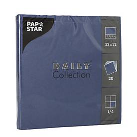 Papstar Daily Collection servetten, met ¼ vouw, 320 x 320 mm, 20 stuks, donkerblauw