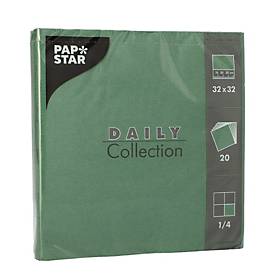 Papstar Daily Collection servetten, met ¼ vouw, 320 x 320 mm, 20 stuks, donkergroen