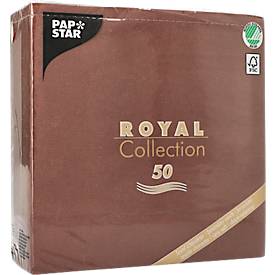 Papstar Servetten  Royal Collection, 5 x 50 stuks, 1/4 vouw, stoflook, 400 x 400 mm, papier, bruin