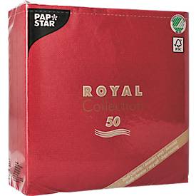 Papstar Servetten  Royal Collection, 5 x 50 stuks, 1/4 vouw, stoflook, 400 x 400 mm, papier, bordeaux