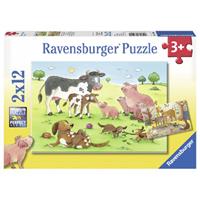 Ravensburger Verlag Ravensburger 07590 - Glückliche Tierfamilien, Puzzle, 2 x 12 Teile