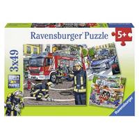 Ravensburger Verlag Ravensburger 093359 - Helfer in der Not, Puzzle 3 x 49 Teile