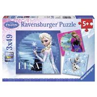ravensburger Disney Frozen Puzzel: Elsa Anna And Olaf 3x49st.