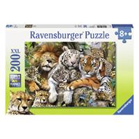 Ravensburger Puzzle, 200 Teile XXL, 49x36 cm, Schmusende Raubkatze