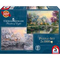 Schmidt Spiele Schmidt 59468 - Thomas Kinkade, Winter in Lamplight Manour, 2 x 1.000 Teile