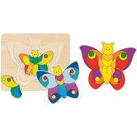Goki Wooden 3-layer Puzzle Butterfly Hout