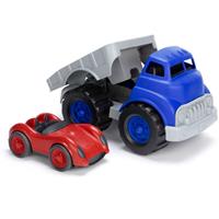 Green Toys Tieflader mit rotem Rennwagen