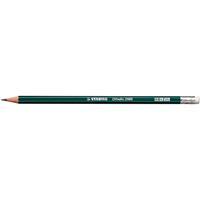 12 x Stabilo Bleistift mit Radierer Othello HB grün mit Streifen