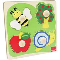 Jumbo Spiele Goula D53010 - Biene, Apfelbaum und Schnecke, 4 Teile Holz Puzzle