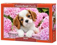 Castorland legpuzzel Pup in pink flowers 500 stukjes