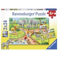 Ravensburger puzzle 2x24 stukjes Een dag in de dierentuin