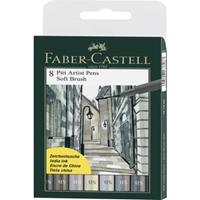Faber Castell Tekenstift Faber-Castell Pitt Artist Pen Soft Brush etui 8 stuks assorti