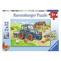 Ravensburger Verlag Ravensburger 07616 - Baustelle und Bauernhof, 2x12 Teile, Puzzle