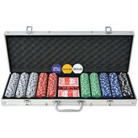 vidaXL Poker Set mit 500 Chips Aluminium Mehrfarbig