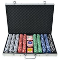 vidaXL Poker Set mit 1.000 Chips Aluminium Mehrfarbig
