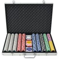 vidaXL Poker Set mit 1.000 Laserchips Aluminium Mehrfarbig