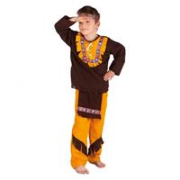 Boland verkleedpak indiaan little chief jongens bruin/geel mt 104-116