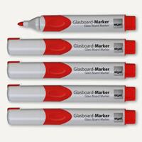glasboardmarker 2-3mm ronde punt 5 stuks in etui rood