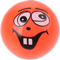 Jonotoys stuiterbal met licht Funny Face rood 5 cm