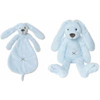Happy Horse Richie licht blauw konijntje knuffeldoek/tuttel en knuffel - Kraamcadeau - Baby speelgoed