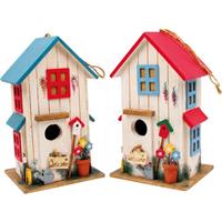 Small foot houten vogelhuisje villa 15 x 13 x 25 cm 2 stuks