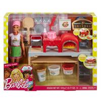 Mattel Barbie Pizzabäckerin Spielset mit Puppe blond, Barbie Küche mit Knete