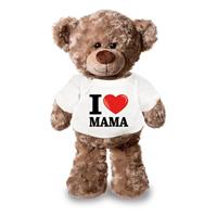 Knuffel teddybeer met I love mama shirt 24 cm Bruin
