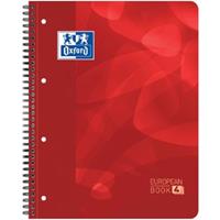 Oxford Projectboek  A4+ 4-gaats ruit 5mm 120vel rood