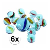 6 Netjes glazen gekleurde knikkers Multi