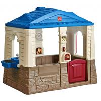 Step2 Neat and Tidy Cottage Speelhuis voor kinderen in blauw & bruin Speelhuisje van plastic / kunststof voor tuin /