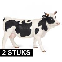 2x Plastic speelgoed dieren koe/koeien van 14 cm Multi