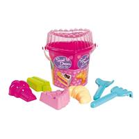 Strand/zandbak speelgoed roze emmer met vormpjes en schepjes Multi