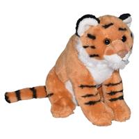 Wild Republic Pluche bruine tijger knuffel met geluid 20 cm speelgoed Bruin