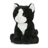 Semo Pluche zwart/witte poes/kat knuffel zittend 18 cm speelgoed Zwart