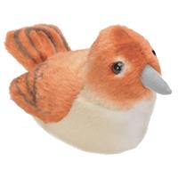 Wild Republic Pluche nachtegaal knuffel vogel met geluid 13 cm speelgoed Bruin