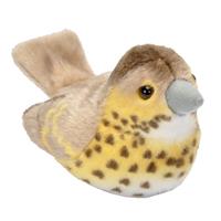 Wild Republic Pluche zanglijster knuffel vogel met geluid 13 cm speelgoed Multi