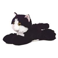 Aurora Pluche zwart/witte kat/poes knuffel 20 cm speelgoed Zwart
