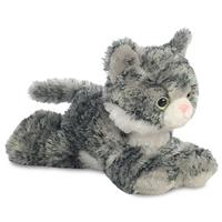 Aurora Pluche grijs/witte kat/poes knuffel 20 cm speelgoed Grijs