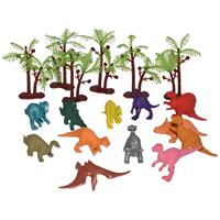 18x Plastic speelgoed dinosaurussen in emmer Multi