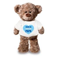 Shoppartners Knuffel teddybeer Liefste Papa wit shirt 24 cm Wit